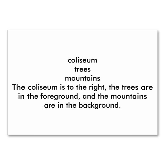Coliseum Trees Mountains Custom Flash Cards Kaart (Achterkant)