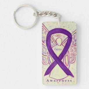 Colitis Angel Paarse Awareness Ribbon Sleutelhange Sleutelhanger