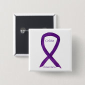 Colitis Awareness Paars Ribbon Custom Pin Vierkante Button 5,1 Cm (Voorkant /achterkant)