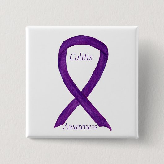 Colitis Awareness Paars Ribbon Custom Pin Vierkante Button 5,1 Cm (Voorkant)