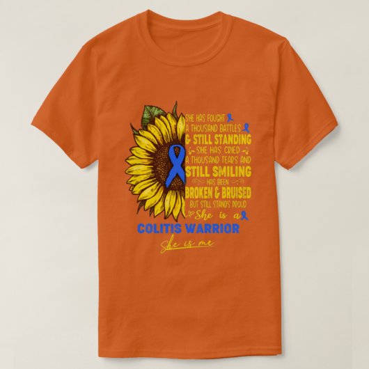 Colitis Bewustheid Ze is een Colitis Warrior T-shirt (Design voorkant)