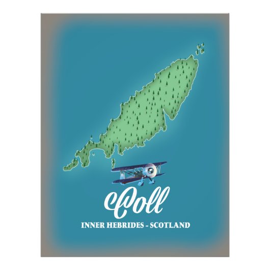 Coll Binnen-Hebriden Schotland kaart Foto Afdruk (Voorkant)