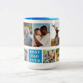 Collage 10 Photos Best Dad Ever, Funny Mug For Dad Tweekleurige Koffiemok (Center)