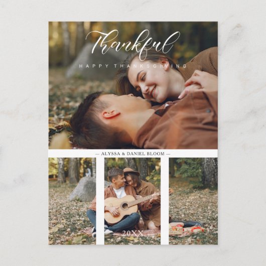 Collage 2 foto's Paar Happy Thanksgiving Briefkaart (Voorkant)