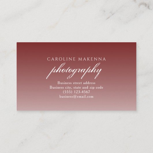 Collage 3-foto Donkerrood Ombre Fotografie Visitekaartje (Achterkant)