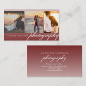 Collage 3-foto Donkerrood Ombre Fotografie Visitekaartje (Voorkant / Achterkant)