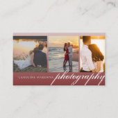 Collage 3-foto Donkerrood Ombre Fotografie Visitekaartje (Voorkant)