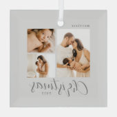 Collage 3 Foto's Bewerkbare kerstversiering voor k Glas Ornament (Achterkant)