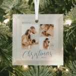 Collage 3 Foto's Bewerkbare kerstversiering voor k Glas Ornament<br><div class="desc">Fotogeschenken maken de beste cadeautjes! Eenvoudig aangepast met jouw tekst en/of foto('s) voor een aangepast uiterlijk. Ontworpen door: Berry Berry Sweet,  Modern Stationery en Personalized Gifts. Bezoek onze website op www.berryberrysweet.com om onze volledige productlijnen te bekijken.</div>