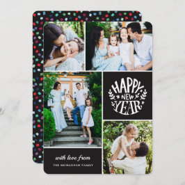 Collage 4 Nieuwjaarsfoto | Zwart Feestdagenkaart