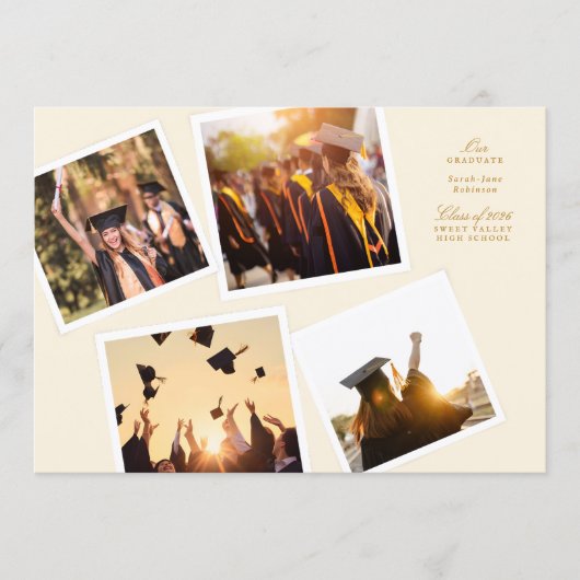 collage 4 photo frame elegant our graduate school aankondiging (Voorkant)