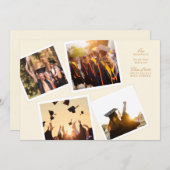 collage 4 photo frame elegant our graduate school aankondiging (Voorkant / Achterkant)