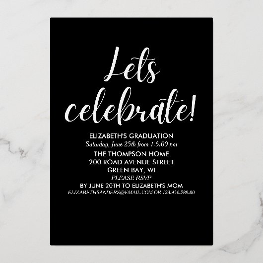 Collage 4 Photos Modern Script Graduation Folie Uitnodiging (Achterkant)