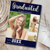 Collage 4 Photos Modern Script Graduation Folie Uitnodiging