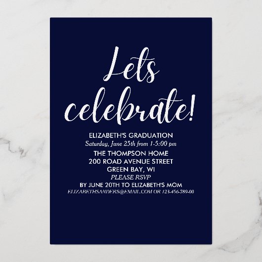 Collage 4 Photos Modern Script Graduation Folie Uitnodiging (Achterkant)