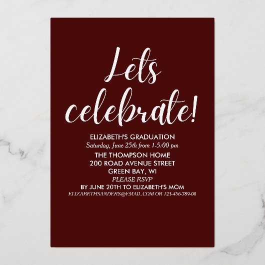 Collage 4 Photos Modern Script Graduation Folie Uitnodiging (Achterkant)