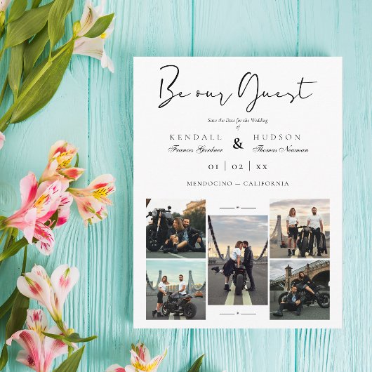 Collage 5 Foto's Covid19 Chic zijn ons gasthuwelij Briefkaart