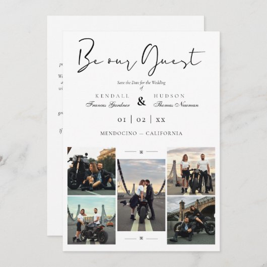 Collage 5 Photos Covid19 Chic Be Our Guest Wedding Save The Date (Voorkant / Achterkant)