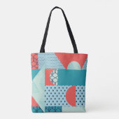 Collage Abstract Kleurrijk 90s Oranje Teals Tote Bag (Achterkant)
