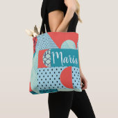 Collage Abstract Kleurrijk 90s Oranje Teals Tote Bag (Dichtbij)