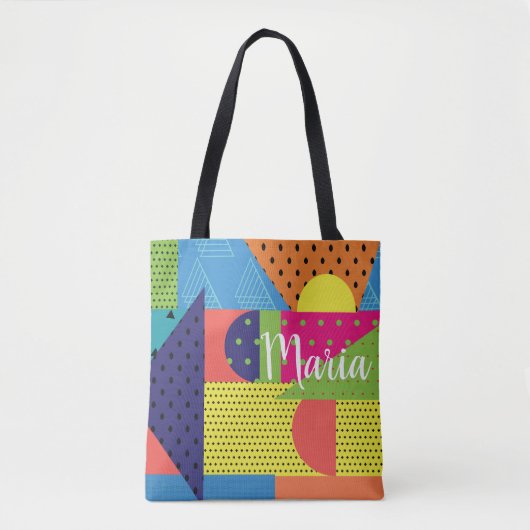 Collage Abstract Kleurrijk 90s Tote Bag (Voorkant)