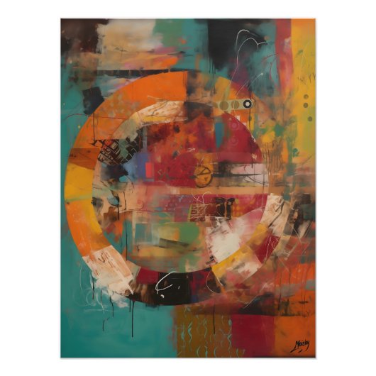 Collage Abstracto de Círculo Colorido Foto Afdruk (Voorkant)