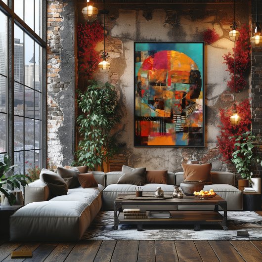 Collage Abstracto de Círculo Geométrico Foto Afdruk