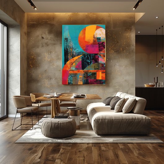 Collage Abstracto de Círculos Coloridos Foto Afdruk