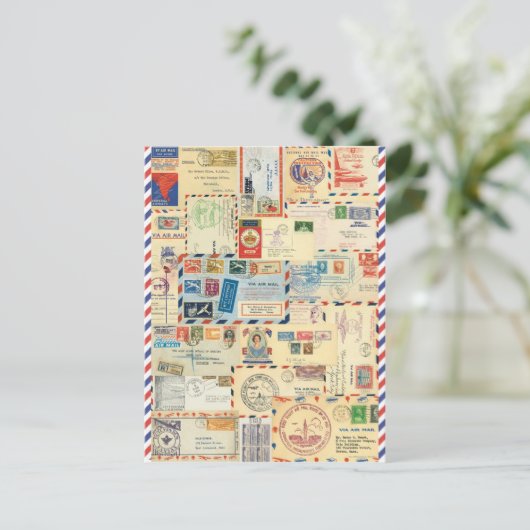 Collage air mail briefkaart (Staand voorkant)