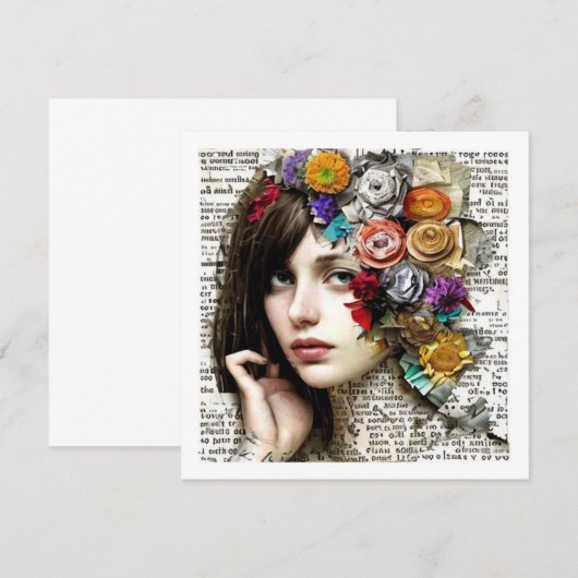 Collage Art | Meisje met bloemen in haar haar (Voorkant / Achterkant)