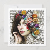 Collage Art | Meisje met bloemen in haar haar (Voorkant)