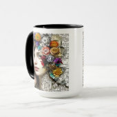 Collage Art |  Meisje met bloemen in haar haar Mok (Voorkant links)