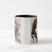 Collage Art |  Meisje met bloemen in haar haar Mok (Midden)