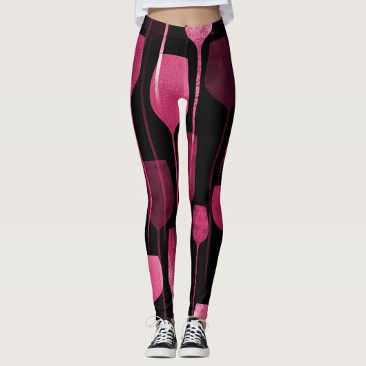 Collage Art: Partij Drink Patroon. Leggings (Voorkant)
