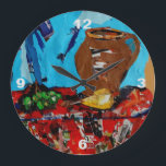 Collage Art stillLife Naturemort Pop Art Wall Clok Grote Klok<br><div class="desc">Koel,  papaverkleurige kleurenklok.</div>