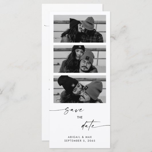 Collage B / W Foto Lange bruiloft Save the Date (Voorkant / Achterkant)