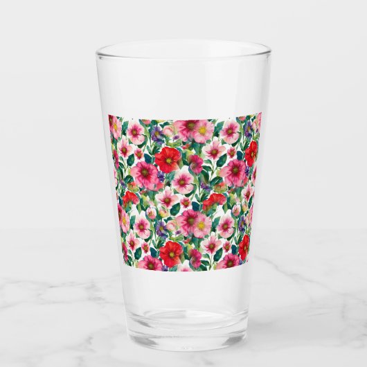 Collage, bloemenmotief, waterverf 2 glas (Voorkant)