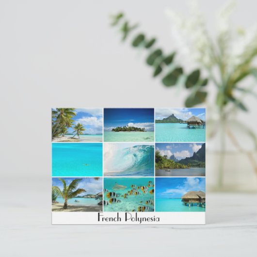 Collage briefkaart Franse Polynesiaanse eilanden (Staand voorkant)