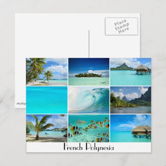 Collage briefkaart Franse Polynesiaanse eilanden (Voorkant / Achterkant)