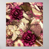 Collage Butterfly en Rozen Decoratief Poster (Voorkant)