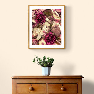 Collage Butterfly en Rozen Decoratief Poster