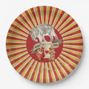 Collage Circus Olifant  Stripe Poster Papieren Bordje