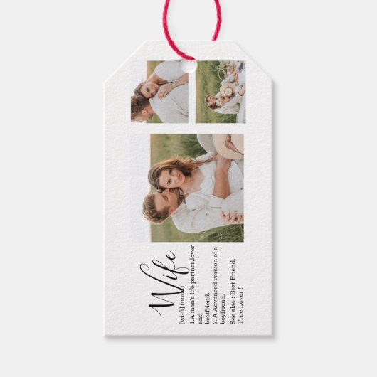 Collage Couple Foto en roomRomantische Wife Gift Cadeaulabel (Voorkant)