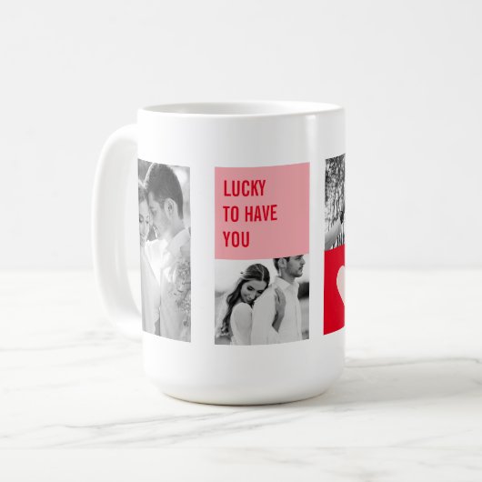 Collage Couple Foto | Moderne Valentijnse cadeau Koffiemok (Voorkant links)