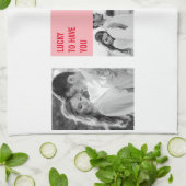 Collage Couple Foto | Moderne Valentijnse cadeau Theedoek (Gevouwen)