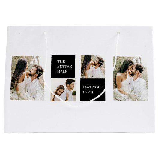 Collage Couple Foto | Valentijn Cadeau Groot Cadeauzakje (Voorkant)