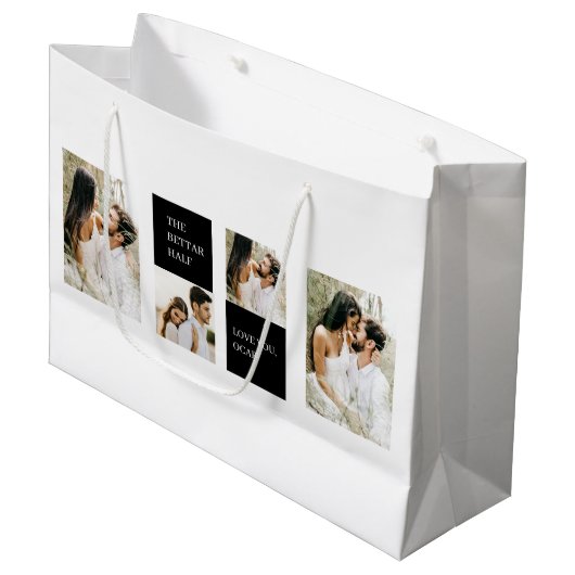 Collage Couple Foto | Valentijn Cadeau Groot Cadeauzakje (Voorkant Gekanteld)