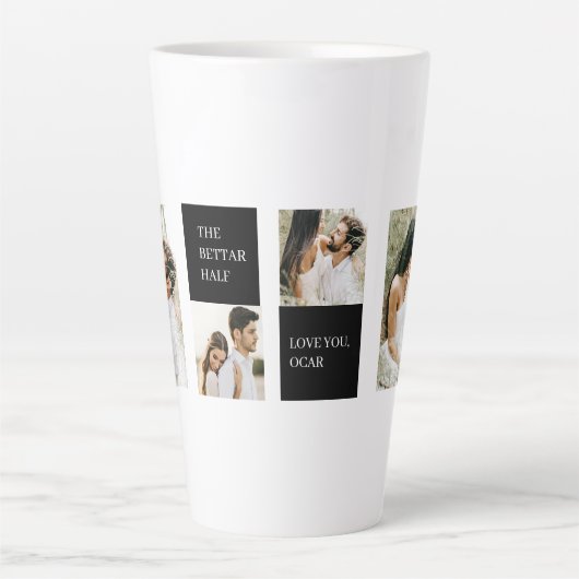 Collage Couple Foto | Valentijn Cadeau Latte Mok (Voorkant)