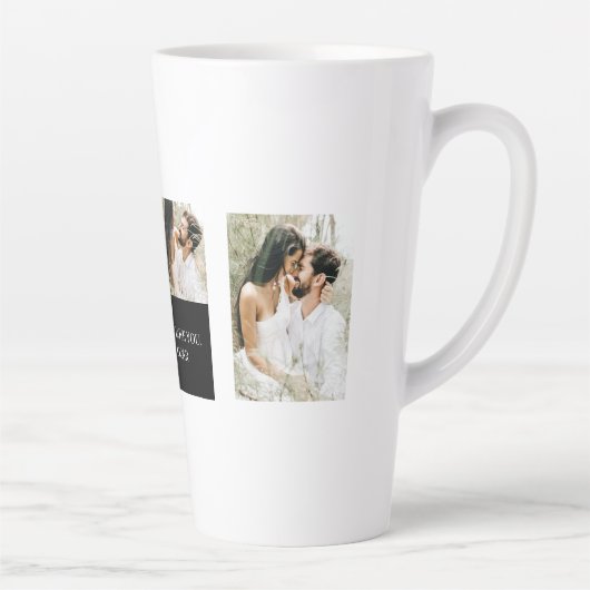 Collage Couple Foto | Valentijn Cadeau Latte Mok (Rechts)