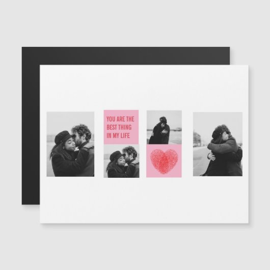 Collage Couple Foto | Valentijns roze en rood hart (Voorkant / Achterkant)